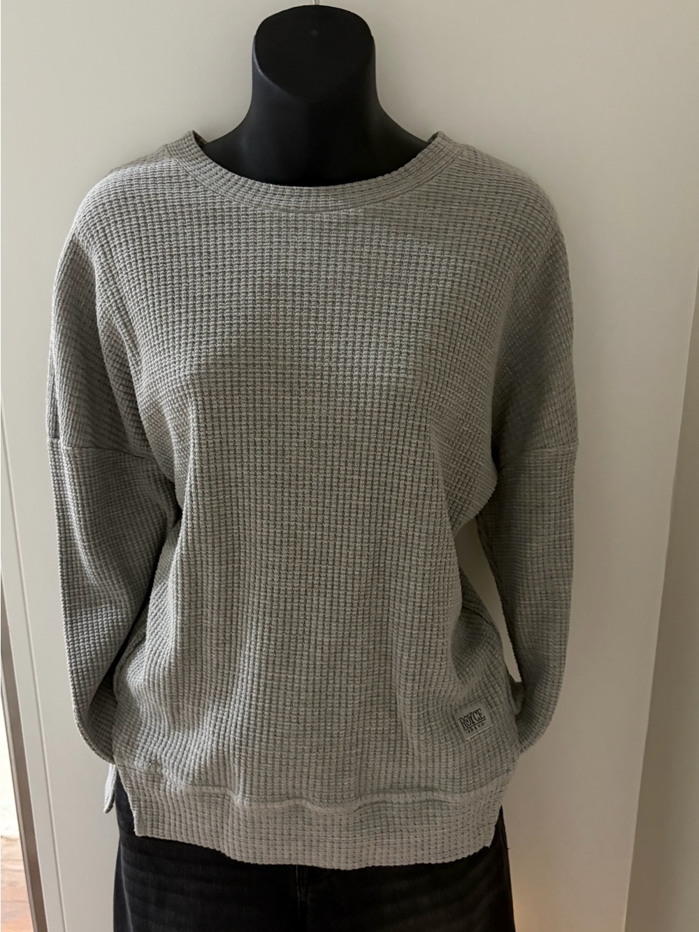 Women’s Light Gray Waffle Knit Sweater by Royce